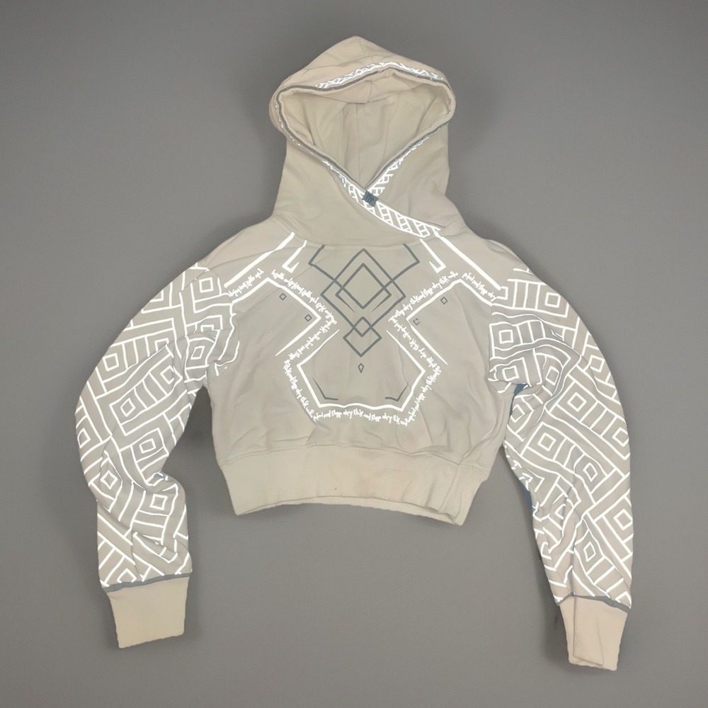 NerdForge Ghost Cryptic Cropped Hoodie Womens XS White Stylish Hoodie